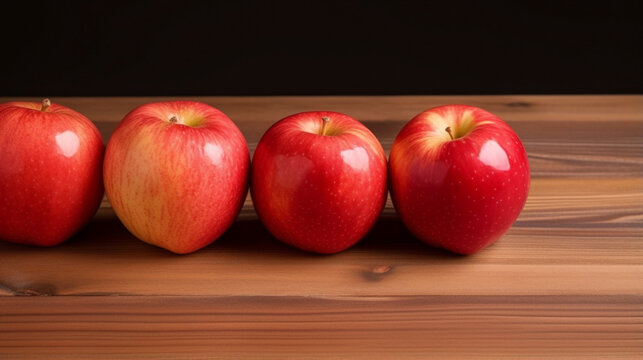 Group of Gala Apple on wooden board background, Fruits concept. AI Generative