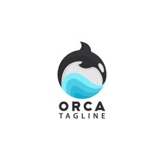 Circular Orca Logo Icon Design Symbol Template Flat Style Vector © Strike009