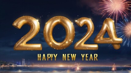 Happy new year 2024 gold 