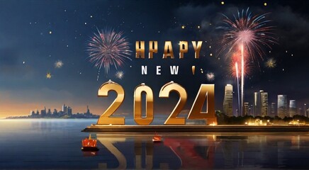 Happy new year 2024 gold 