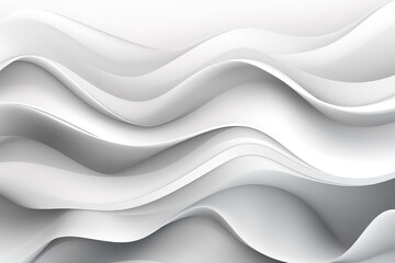 Obraz premium Wave Background. Abstract White Minimalistic Texture. Template 3d Illustration. silk cloth background. Generative AI.