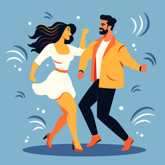 A couple dancing salsa Vector flat design illustration