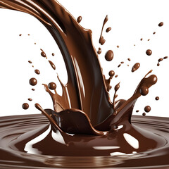 Melting chocolate splash on transparent background
