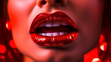 Fashion Lipstick Style. Sensual Red Lips Close-Up Collage art Concept