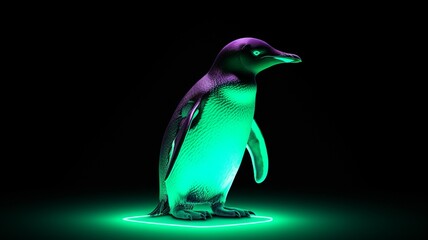 Generative AI Adelie Penguin bird animal neon Color illustration pictures
