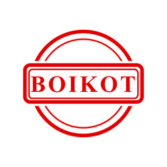 boikot, boycott in indonesia language, simple vector circle red simple vector rubber stamp effect
