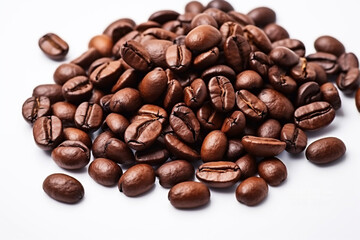 Obraz premium a small portion of roasted coffee beans isolated white background