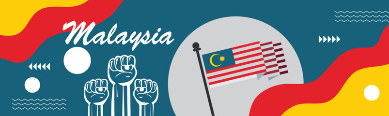 Malaysia National day or Hari Merdeka banner ,Happy holiday. Independence and freedom day. Celebrate annual.banner, template, background. Vector illustration.eps - obrazy, fototapety, plakaty