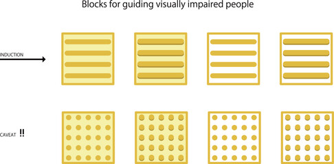 視覚障害者のための誘導と警告の点字ブロック、ベクターイラスト