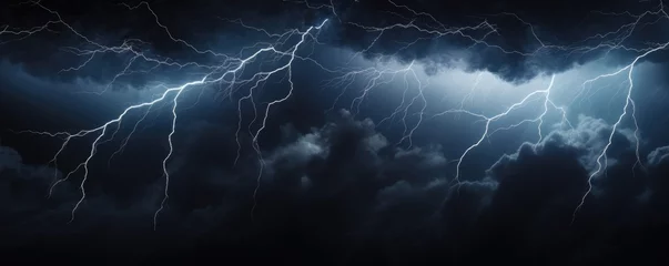 Gordijnen Bright lightning strike during a storm © Georgina Burrows