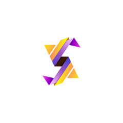 Simple letter S logo with arrow design combination, 3d style
