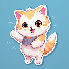 Obraz premium Cute stickers with cats isolated on a white background. Kitten in full growth
