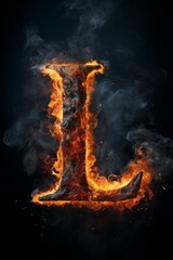 A flaming capital letter L in Serif font. - obrazy, fototapety, plakaty