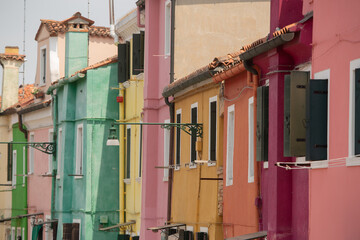 Brightly coloured buildings of Burano Island - 697082759