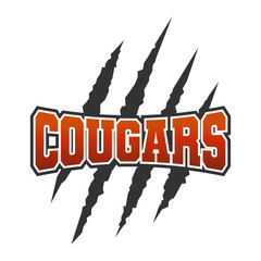 Cougars Illustration Clip Art Design Shape. Sport team Silhouette Icon Vector. - obrazy, fototapety, plakaty