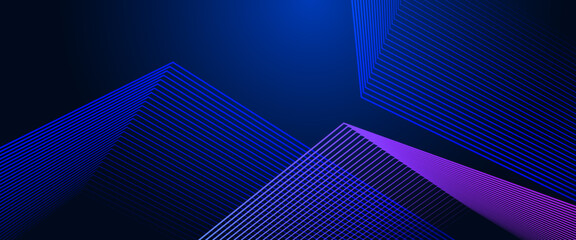 Black blue and purple violet vector 3D modern line futuristic tech banner with Black and blue effect illustration. Futuristic technology lines background design. Modern graphic element. Banner - obrazy, fototapety, plakaty