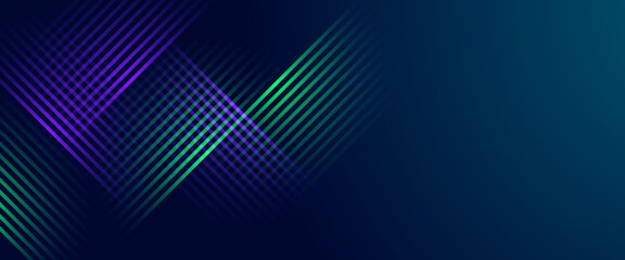 Blue and green vector abstract modern and simple banner with glow 3D futuristic line. Futuristic technology lines background design. Modern graphic element. Horizontal banner template