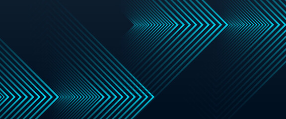 Blue and black vector 3D abstract line modern tech futuristic glow banner. Futuristic technology lines background design. Modern graphic element. Horizontal banner template