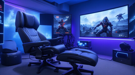 interior of a modern gaming room with high end machines 