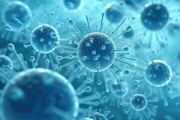 3D blue bacteria close-up