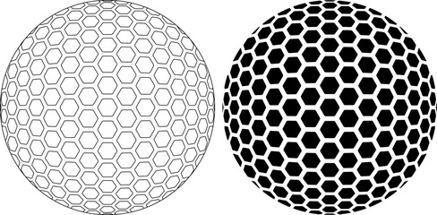 outline silhouette golf ball icon set