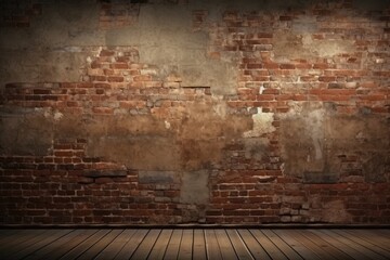 Brick-wall background in an antiquated room.