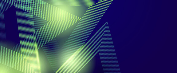 Blue and green vector abstract modern futuristic 3D line banner with shapes Modern lines pattern futuristic technology concept banner for cover, poster, presentation, website