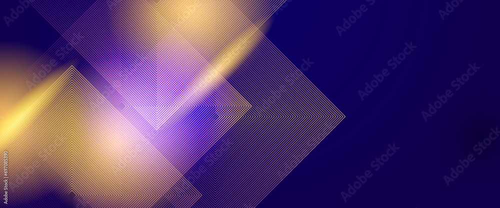 Wall mural blue and yellow vector glowing tech geometric 3d line modern abstract banner modern lines pattern fu