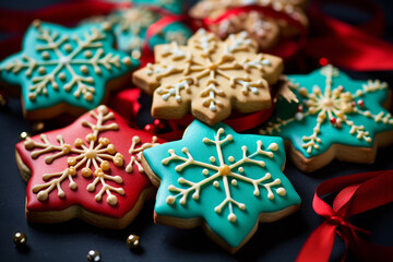 Naklejka na ściany i meble Christmas cookies holiday decoration, food photography