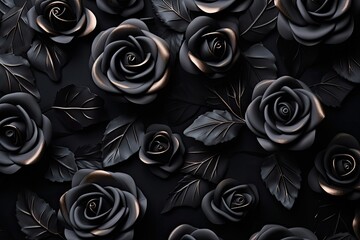 Luxury roses in a greeting card with a dark background.