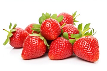 Fresh red strawberries on a white background