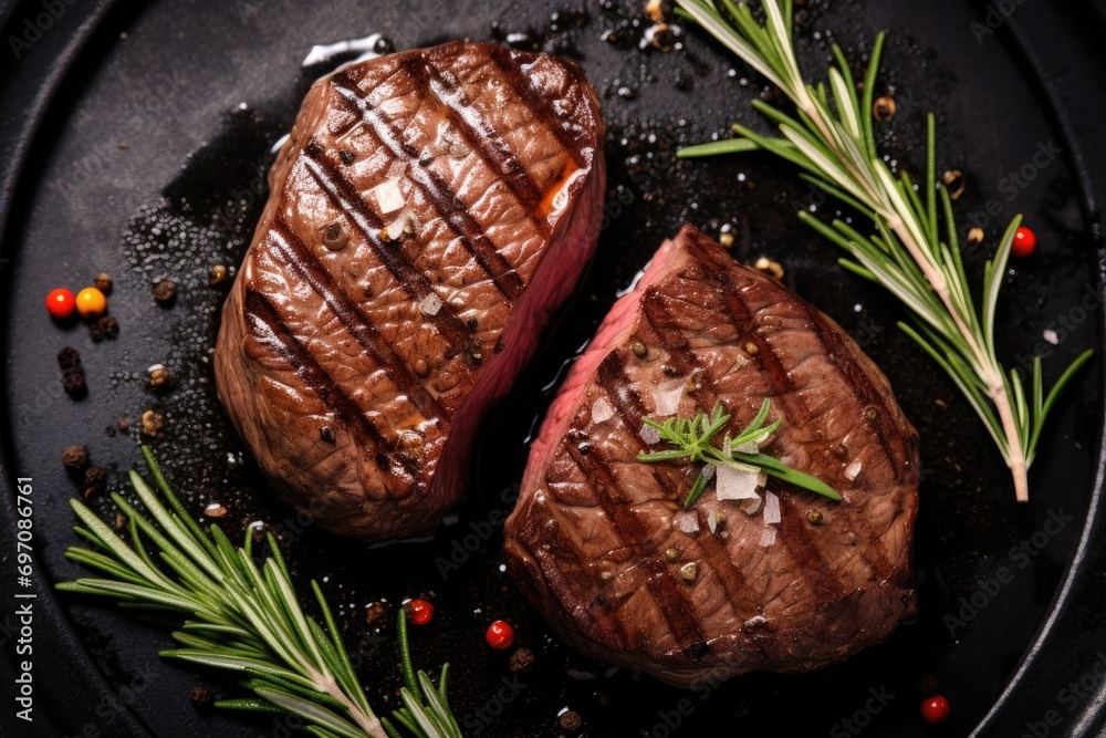 Canvas Prints Beef steak on restaurant menu, dieting, recipe view.