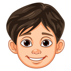 Vector cute cartoon boy face expression design with white background