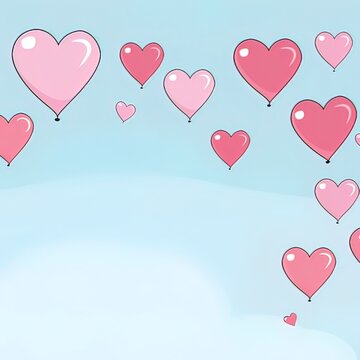 a doodle drawing of hearts cartoon simple, top page space,heart on buttom page only, Background