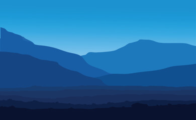 Fototapeta na wymiar Landscape with huge blue mountains. Vector illustration. 