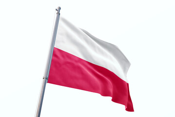 Poland flag waving isolated on white background