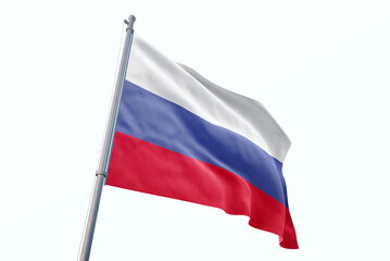 Russia flag waving isolated on white background