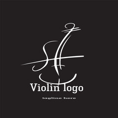 Violin viola fiddle cello instrument gold logo design © usma