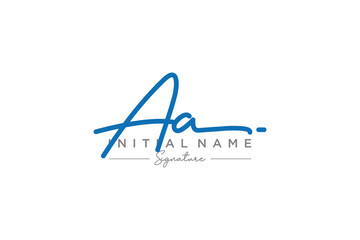 Initial AA signature logo template vector. Hand drawn Calligraphy lettering Vector illustration.
