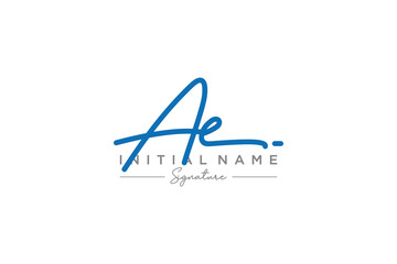 Initial AE signature logo template vector. Hand drawn Calligraphy lettering Vector illustration.
