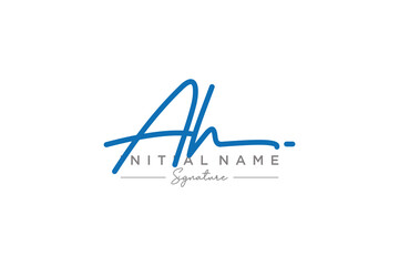 Initial AH signature logo template vector. Hand drawn Calligraphy lettering Vector illustration.