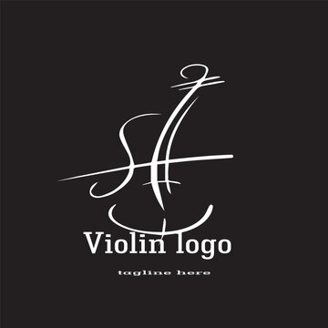 Violin viola fiddle cello instrument gold logo design