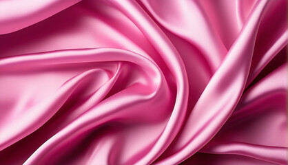 Obraz premium Beautiful background luxury cloth with drapery and wavy folds of pink silk satin material texture. Abstract monochrome luxurious fabric background. Generative AI
