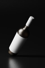 Dark Themed Wine Bottle Close-Up Mockup 