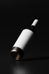 Dark Themed Wine Bottle Close-Up Mockup 