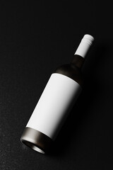 Dark Themed Wine Bottle Close-Up Mockup 