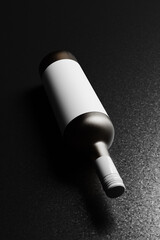 Dark Themed Wine Bottle Close-Up Mockup 