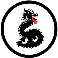 Naklejka premium vector illustration, dragon tattoo designs, black and white graphics, dragon lunar new year, Chinese horoscope
