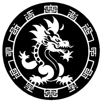 vector illustration, dragon tattoo designs, black and white graphics, dragon lunar new year, Chinese horoscope