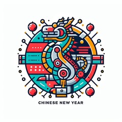 chinese zodiac year of the dragon, chinese new year, chinese new year 2024, logo iconic dragon, circel logo dragon, red dragon logo, wood dragon chinese new year 2024